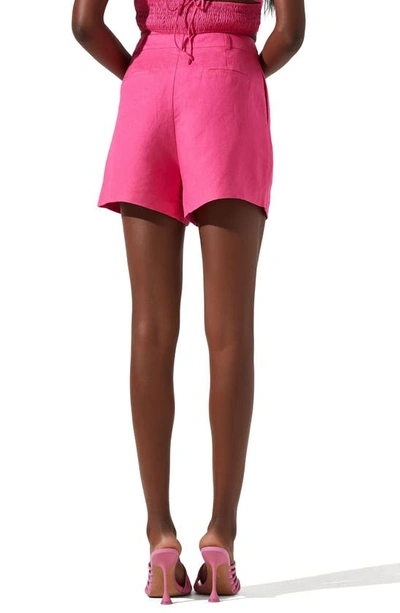 Shop Astr Amiah Pintuck Linen Blend Shorts In Pink