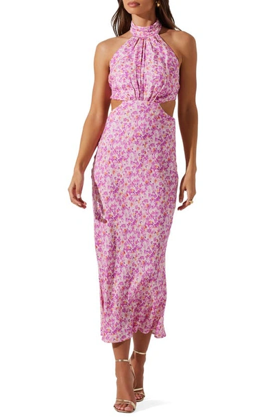 Shop Astr Ambretta Floral Open Back Dress In Purple Floral