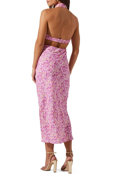 Shop Astr Ambretta Floral Open Back Dress In Purple Floral