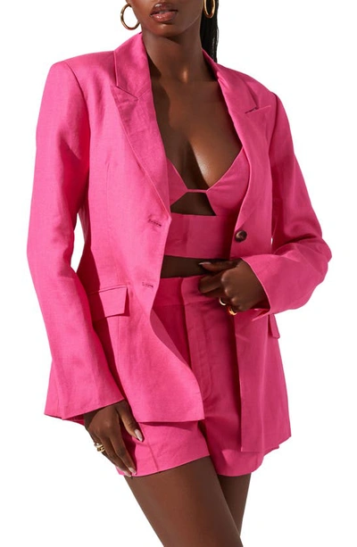 Astr Ayra Linen Blend Blazer In Pink
