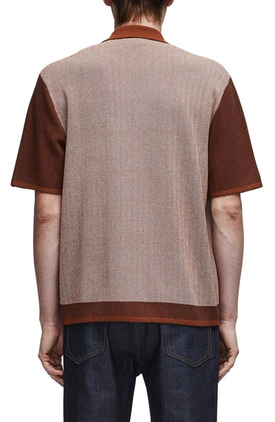 Shop Rag & Bone Avery Herringbone Knit Snap Front Shirt In Brown Multi