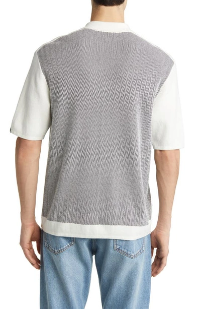 Shop Rag & Bone Avery Herringbone Knit Snap Front Shirt In Ivory Multi