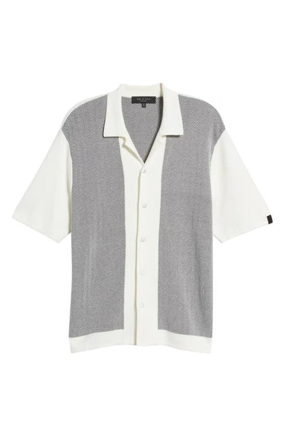 Rag & Bone Herringbone Snap Front Avery Shirt In Ivory Multi