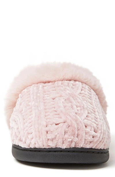 Shop Dearfoams Claire Faux Fur Trimmed Marled Chenille Knit Clog In Pale Mauve