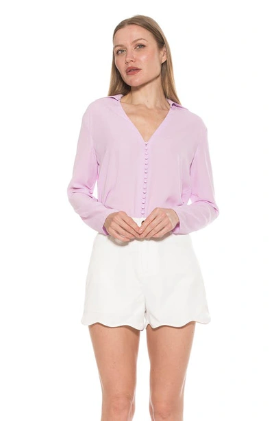 Shop Alexia Admor Lori Long Sleeve Blouse In Lilac