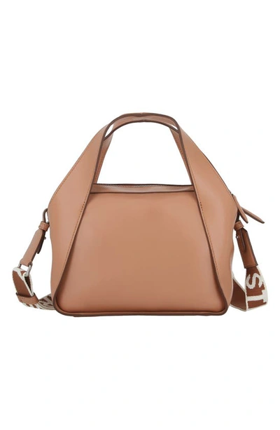 Shop Stella Mccartney Logo Vegan Leather Convertible Tote Bag In Camel