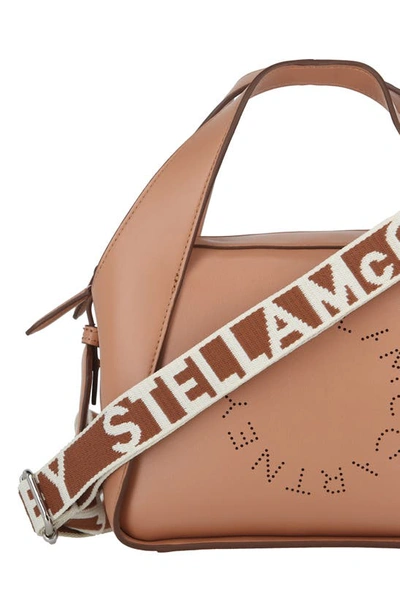 Shop Stella Mccartney Logo Vegan Leather Convertible Tote Bag In Camel
