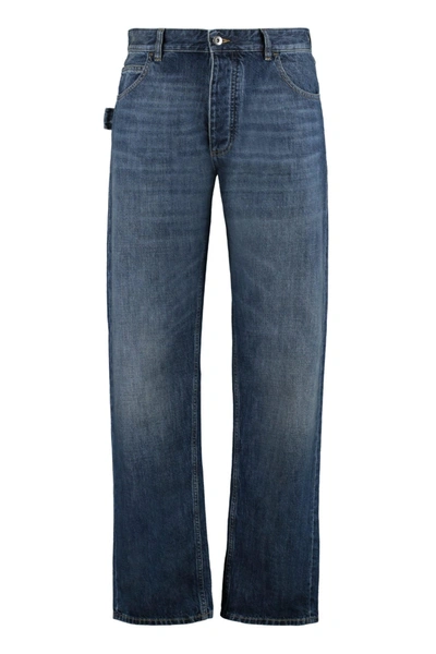 Shop Bottega Veneta 5-pocket Straight-leg Jeans In Denim Blue