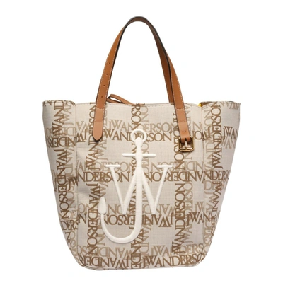 BELT TOTE - CABAS BAG WITH LOGO GRID in neutrals