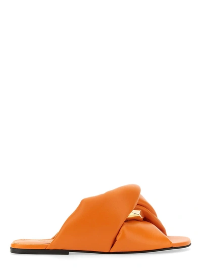Jw Anderson J.w. Anderson Orange Leather Chain Twist Slides In Arancione