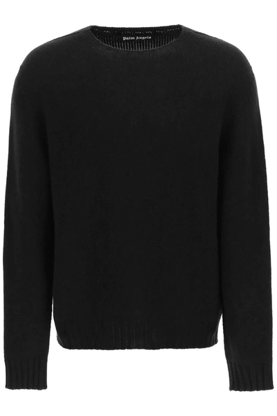 Shop Palm Angels Curved Logo Sweater In Black/white