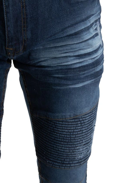 Shop X-ray Xray Rawx Distressed Moto Skinny Fit Jeans In Indigo