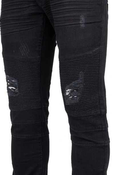 Shop X-ray Xray Rawx Distressed Moto Skinny Fit Jeans In Jet Black