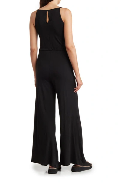 Go Couture Tie Front Wide Leg Jumpsuit In Black