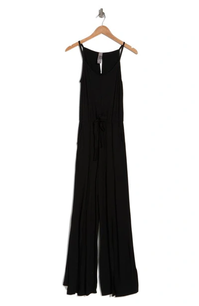 Go Couture Tie Front Wide Leg Jumpsuit In Black
