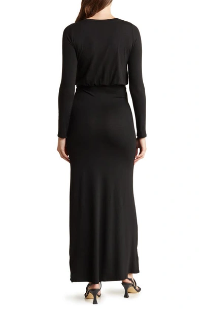 Shop Go Couture Long Sleeve Blouson Maxi Dress In Black