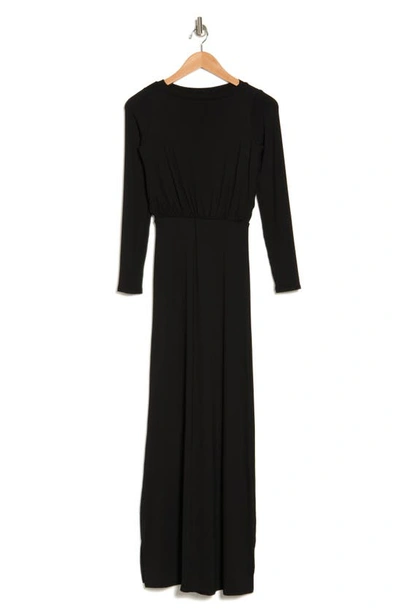 Shop Go Couture Long Sleeve Blouson Maxi Dress In Black