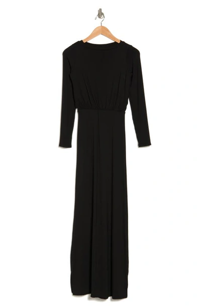 Go Couture Long Sleeve Blouson Maxi Dress In Black