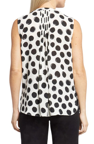 Shop Nydj Print Pleat Back Sleeveless Split Neck Blouse In Ramona Dots