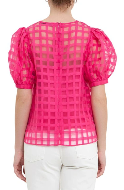 English Factory Windowpane Sheer Top In Fuchsia
