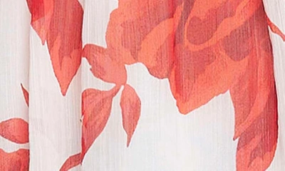 Shop River Island Floral Ruffle Drawstring Waist Peplum Blouse In Red
