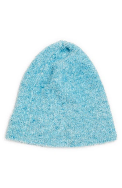 Shop Acne Studios Kamil Face Patch Knit Beanie In Teal Blue