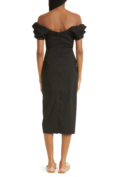 Shop A.l.c Nora Off The Shoulder Linen Blend Dress In Black