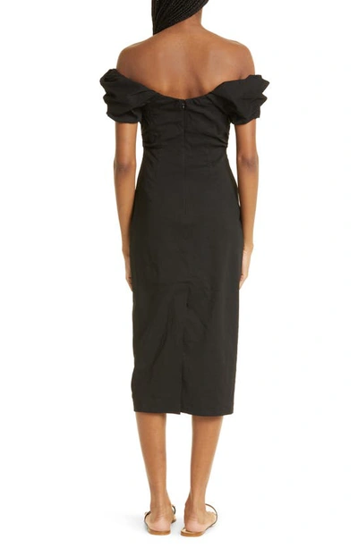 A.l.c Nora Draped Off-the-shoulder Midi Dress In Black