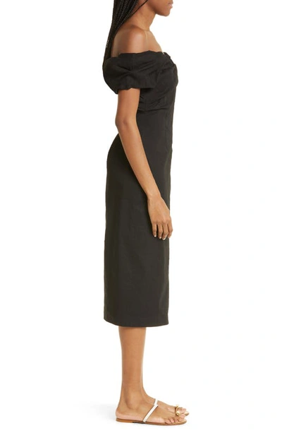 Shop A.l.c Nora Off The Shoulder Linen Blend Dress In Black