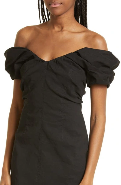 Shop A.l.c Nora Off The Shoulder Linen Blend Dress In Black