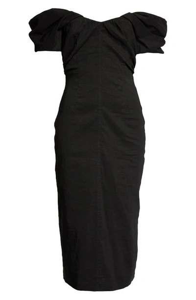 A.l.c Nora Draped Off-the-shoulder Midi Dress In Black