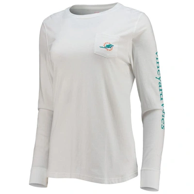 Shop Vineyard Vines White Miami Dolphins Helmet Long Sleeve T-shirt