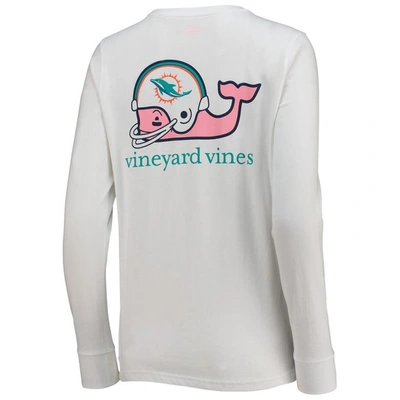 Shop Vineyard Vines White Miami Dolphins Helmet Long Sleeve T-shirt