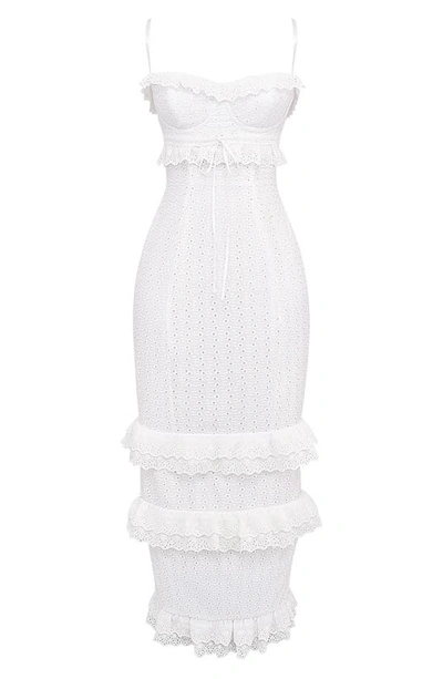 Shop House Of Cb Eve Ruffle Broderie Anglaise Maxi Dress In White