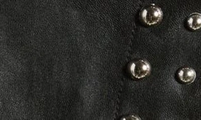 Free People Emmy Studded Faux Leather Miniskort In Black