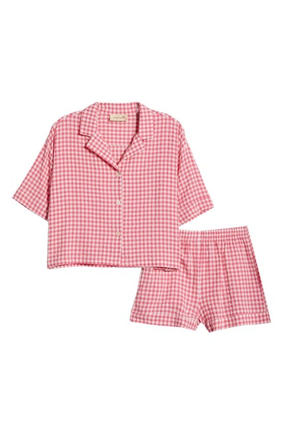 Shop Papinelle Seersucker Short Pajamas In Raspberry