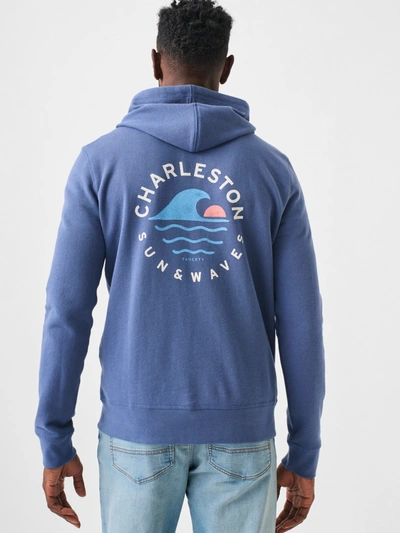 Shop Faherty Charleston Long-sleeve Terry Zip Hoodie In Faded Navy