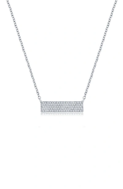 Shop Simona Sterling Silver Pavé Diamond Bar Pendant Necklace