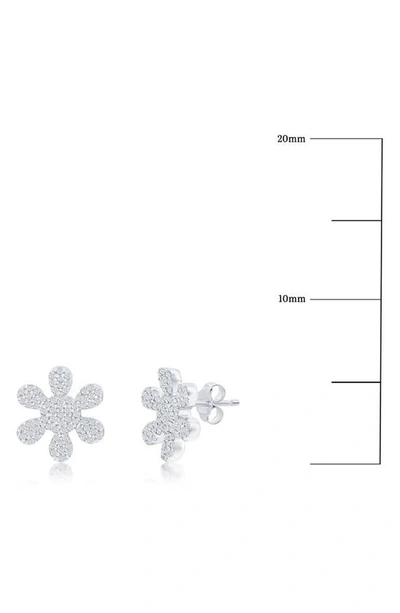 Shop Simona Sterling Silver Pavé Diamond Floral Stud Earrings