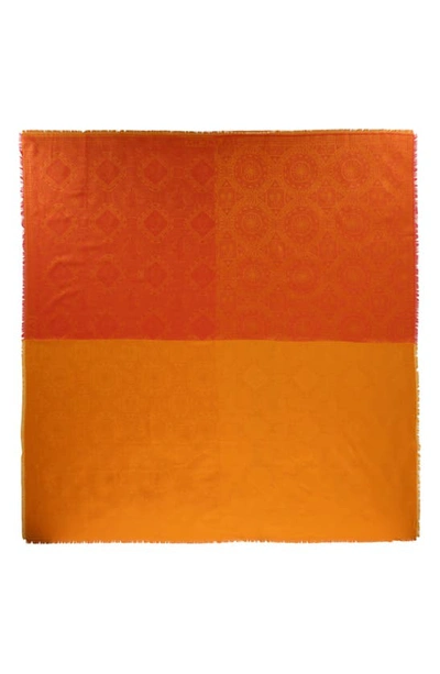 Shop Givenchy Colorblock Silk & Cotton Shawl In Red Orange
