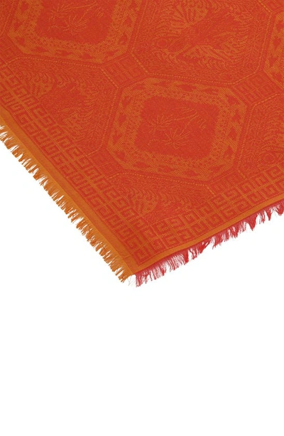Shop Givenchy Colorblock Silk & Cotton Shawl In Red Orange