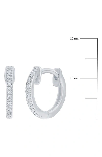 Simona 13mm Huggie Diamond Earrings (0.1 Ct. T.w.) 32 Stones In Sterling Silver In Silver
