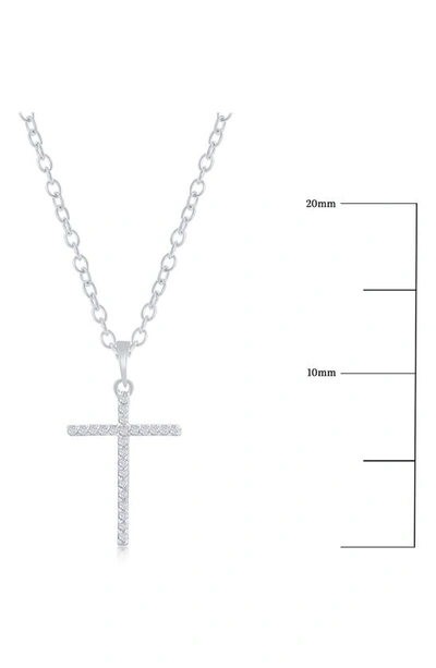 Shop Simona Sterling Silver Pavé Diamond Cross Pendant Necklace