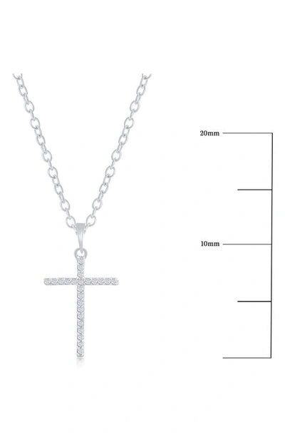 Simona Diamond Cross Necklace (0.1 Ct. T.w.) - 40 Stones In Sterling Silver In Silver