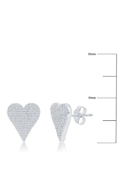 Simona Heart Design Diamond Stud Earrings, (0.25 Ct. T.w.) 108 Stones In Sterling Silver In Silver