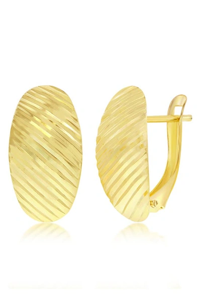 Shop Simona 14k Yellow Gold Textured Oval Half Huggie Hoop Earrings
