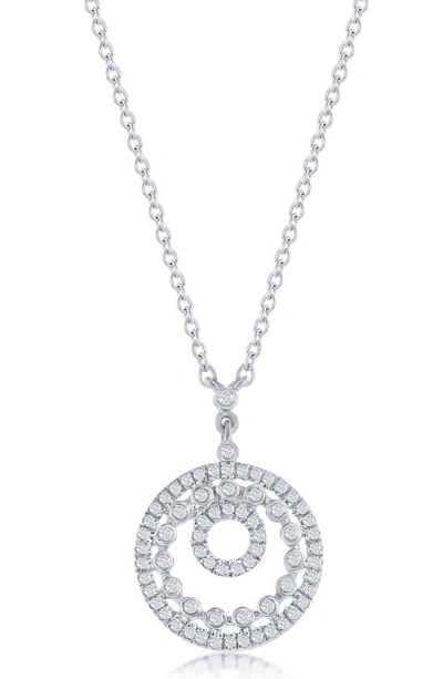 Simona Open Circles Diamond Necklace (0.1 Ct. T.w.) - 40 Stones In Sterling Silver In Silver