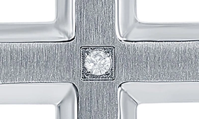Shop Blackjack Brushed Cubic Zirconia Cross Pendant Necklace In Silver