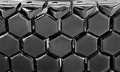 Blackjack Mens Stainless Steel Polished Honey Comb Design Bracelet - Black Plated In Black