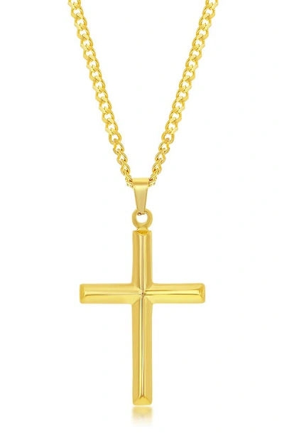Shop Blackjack Stainless Steel 3d Cross Pendant Necklace In Gold